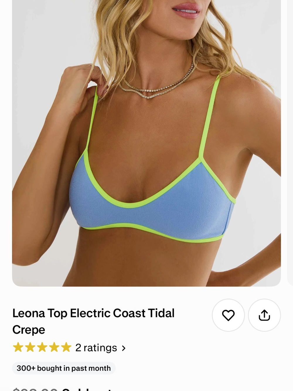 Beach Riot Blue Bikini Top with Neon Green Trim and bottom. Sold as a set